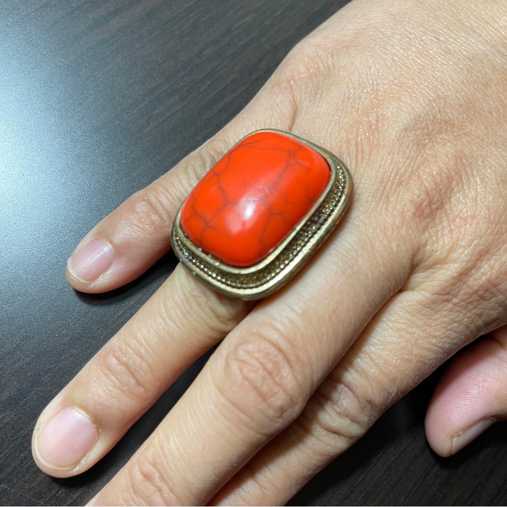 Orange And Gold Statement Ring - image 1